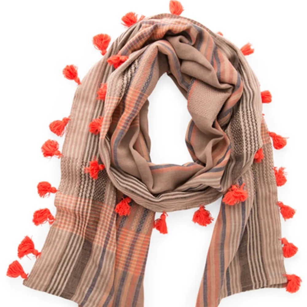 Noonday Antonia Stylish Tan and Red Women's Scarf